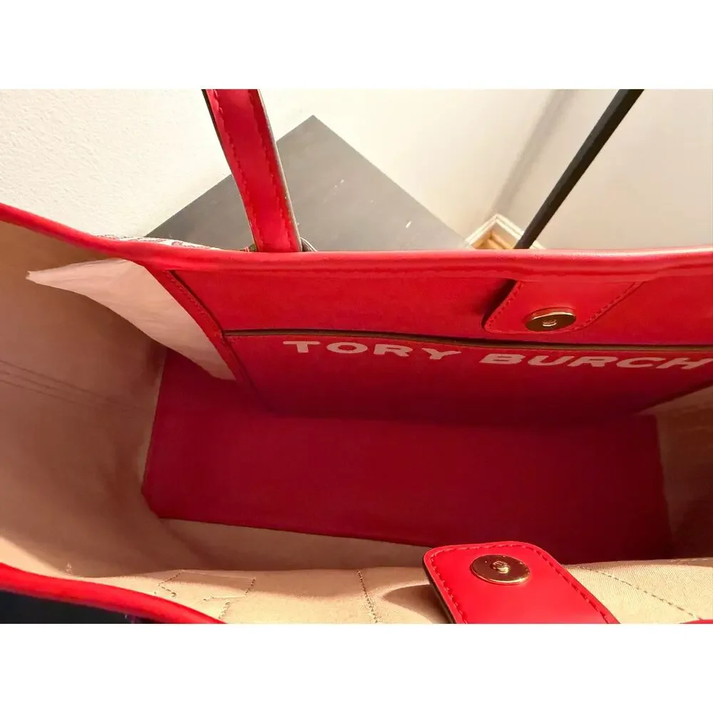Tory Burch Gemini Link Canvas Tote in Liberty Red - Picture 3 of 9